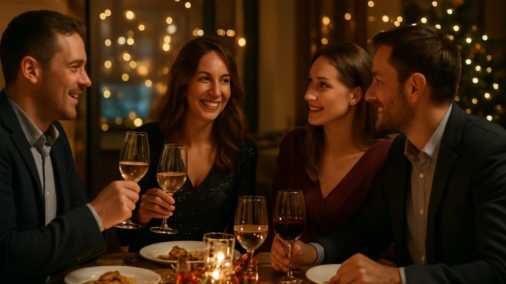 Gruppo di adulti in contesto sociale per Capodanno